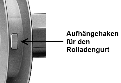 Darstellung einer Rolladen Gurtscheibe, Haken für den Rolladengurt